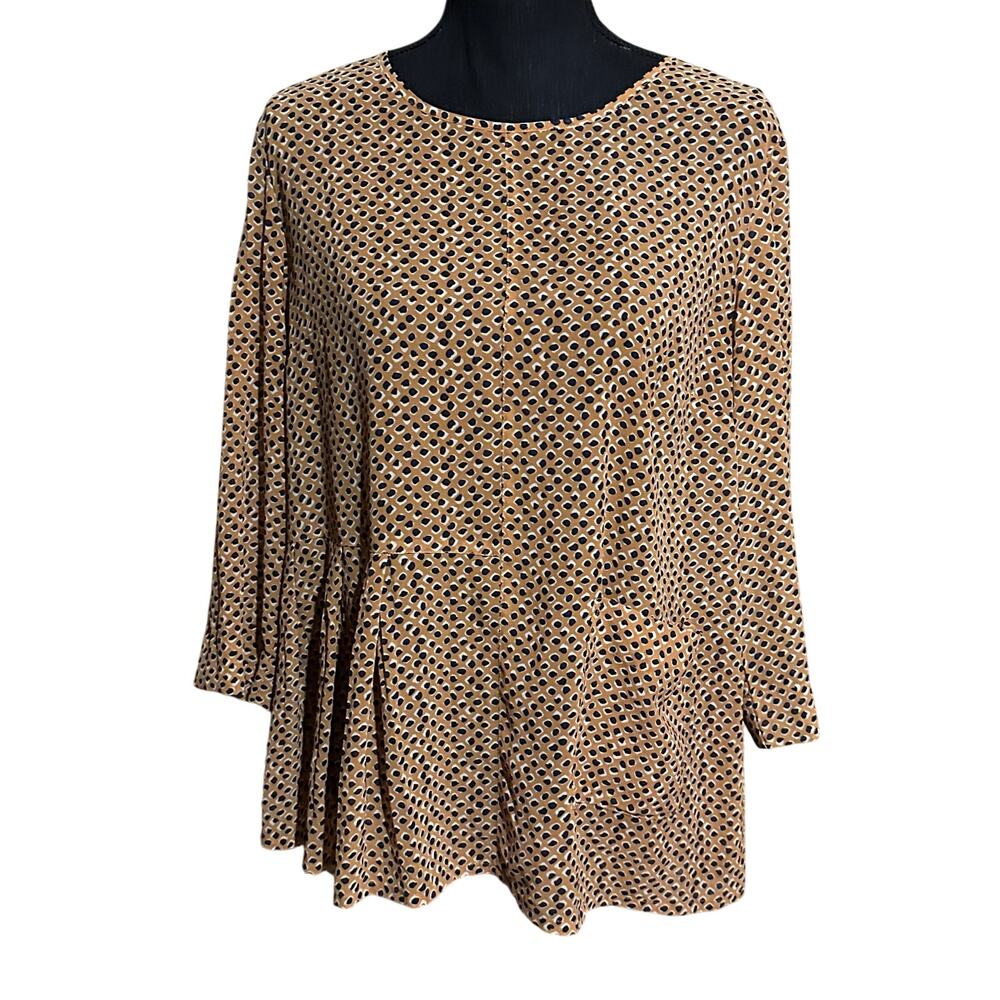 Foil Mustard Yellow Career Peplum Blouse Top Women's 10